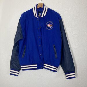 The American Championships Cheer Dance Jacket Mens Large Blue Varsity Letterman